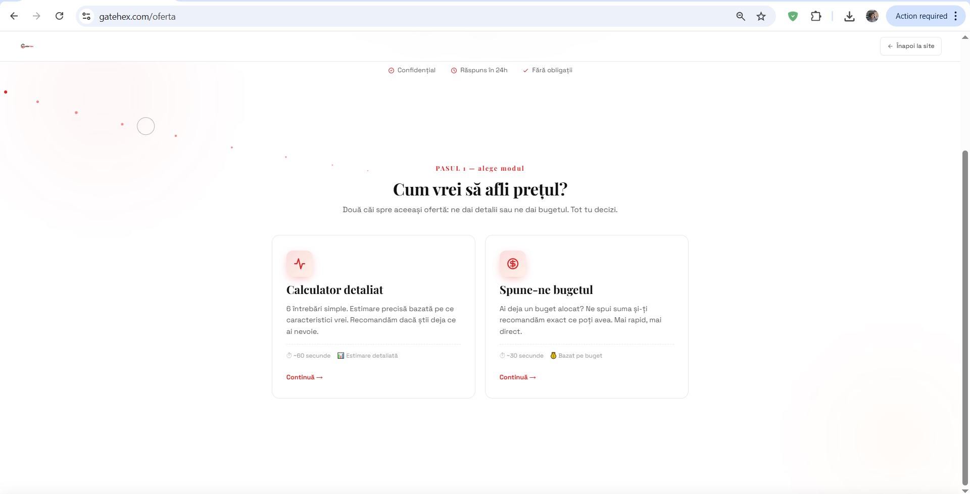 GateHex — site de prezentare cu admin propriu, calculator de preț și platformă de email marketing