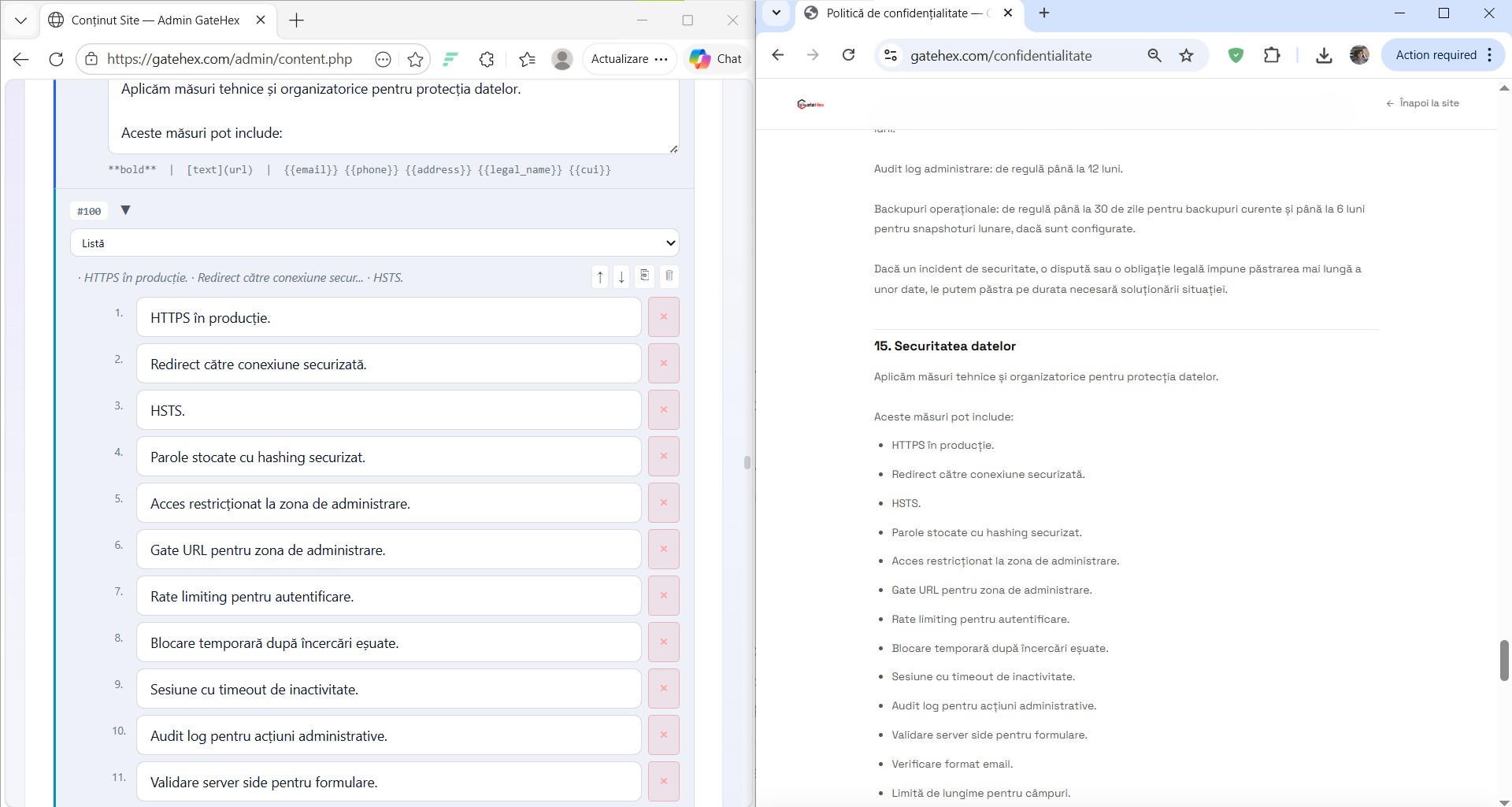 GateHex — site de prezentare cu admin propriu, calculator de preț și platformă de email marketing