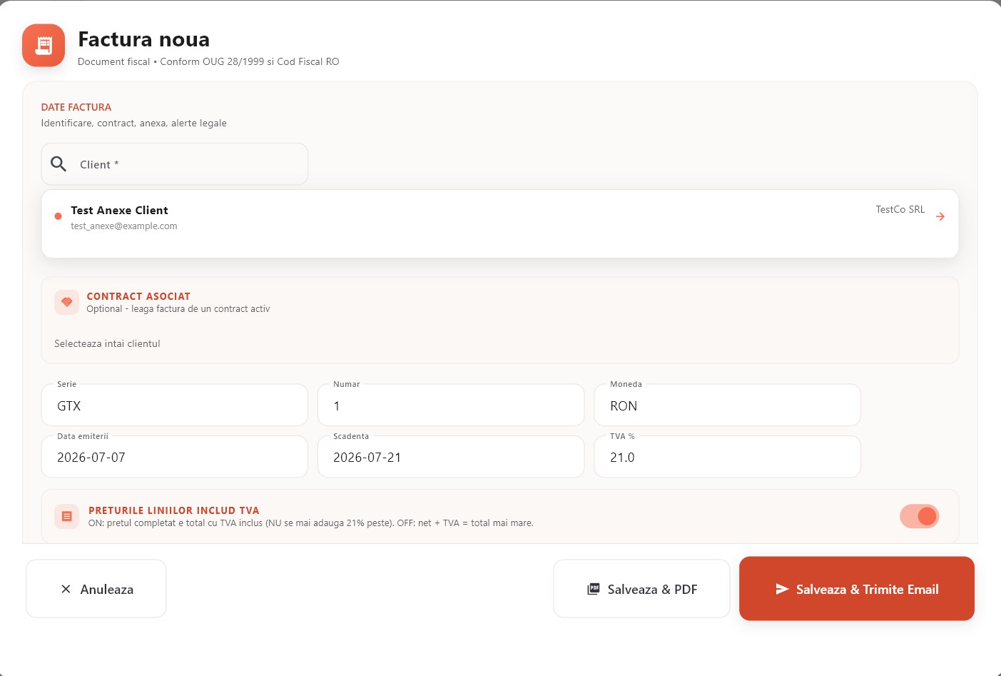 GateHex CRM — Sistem de gestiune clienti cu conformitate fiscala RO