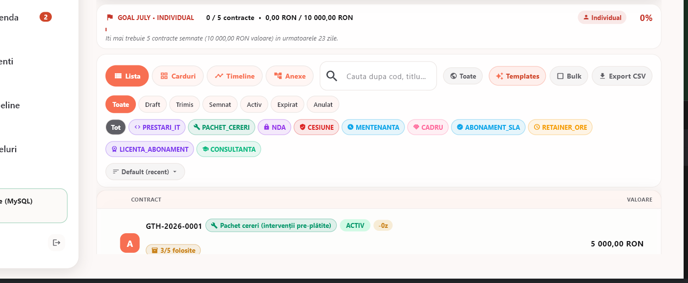 GateHex CRM — Sistem de gestiune clienti cu conformitate fiscala RO