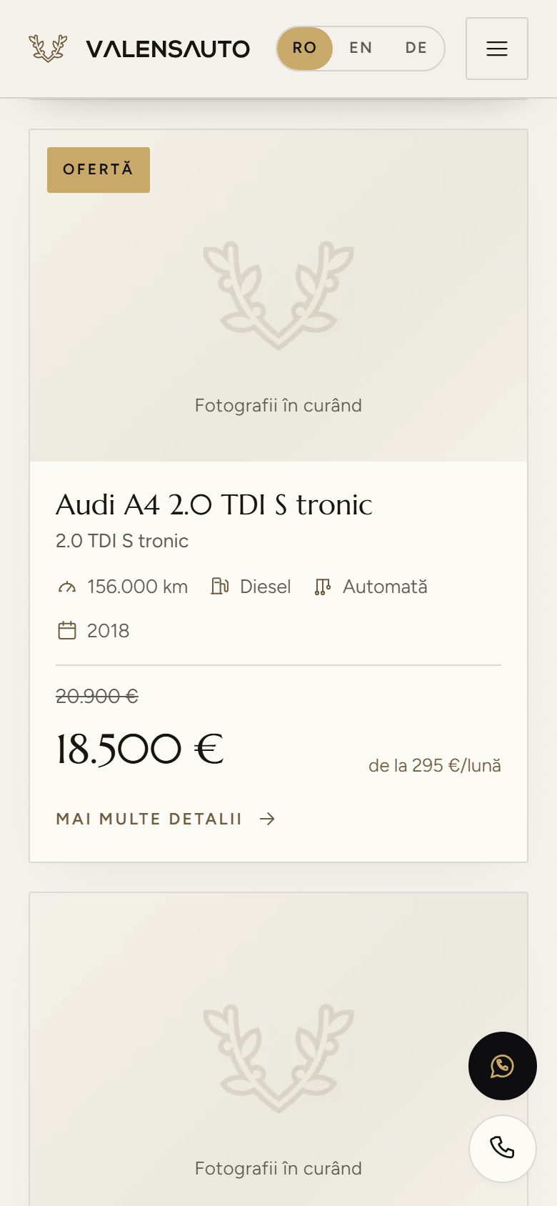 Valens Auto — Platformă de prezentare și stoc auto