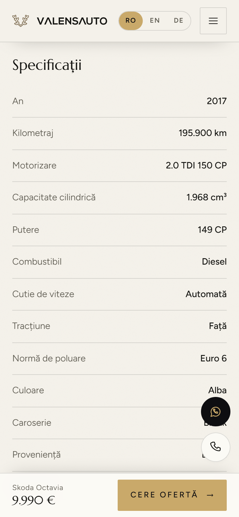 Valens Auto — Platformă de prezentare și stoc auto