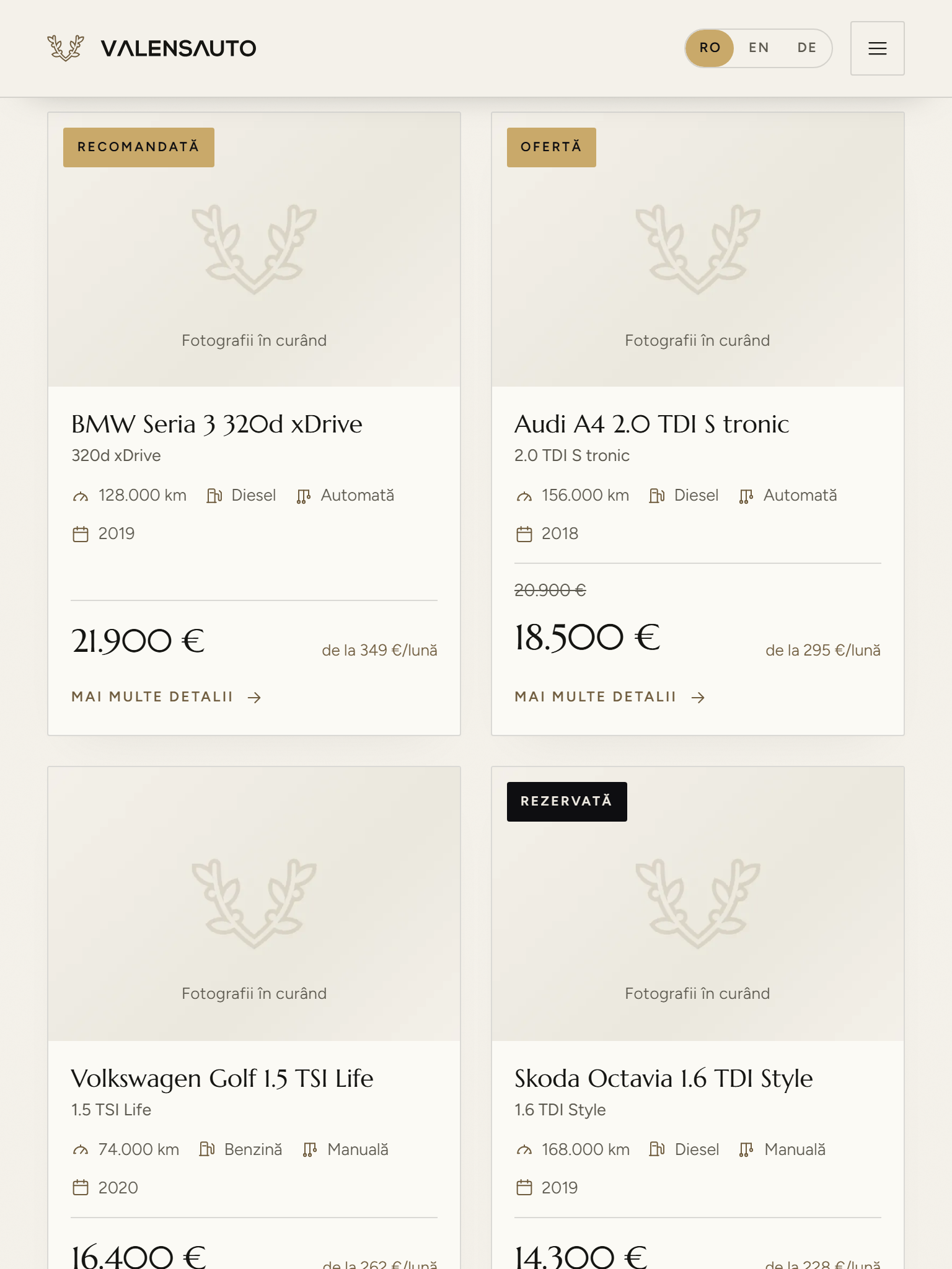 Valens Auto — Platformă de prezentare și stoc auto