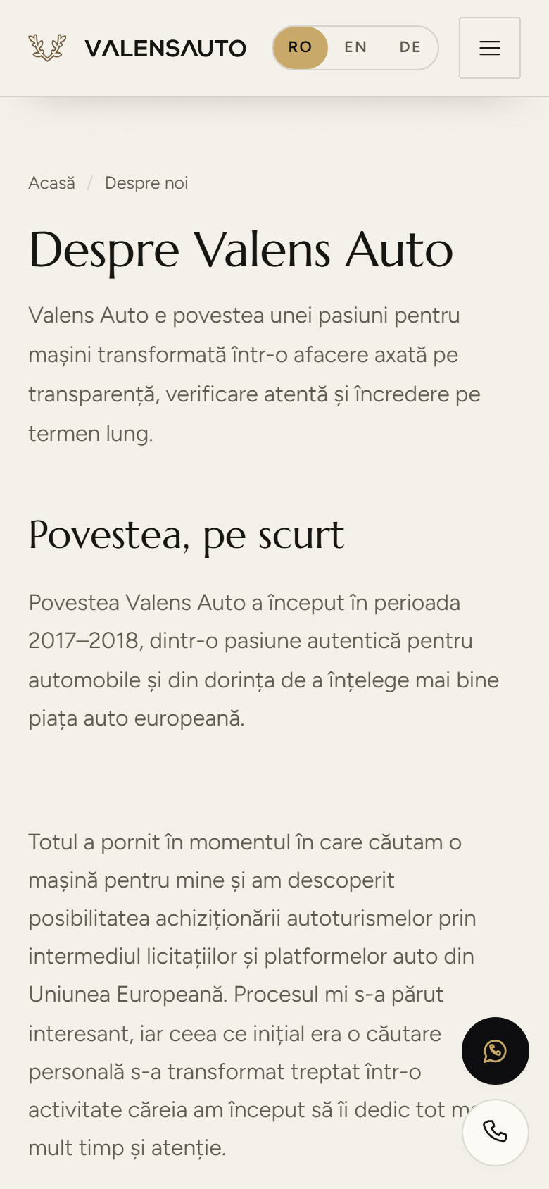Valens Auto — Platformă de prezentare și stoc auto