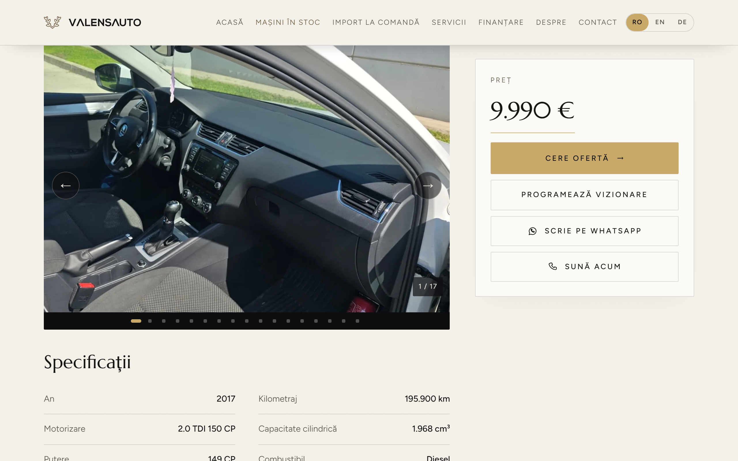 Valens Auto — Platformă de prezentare și stoc auto