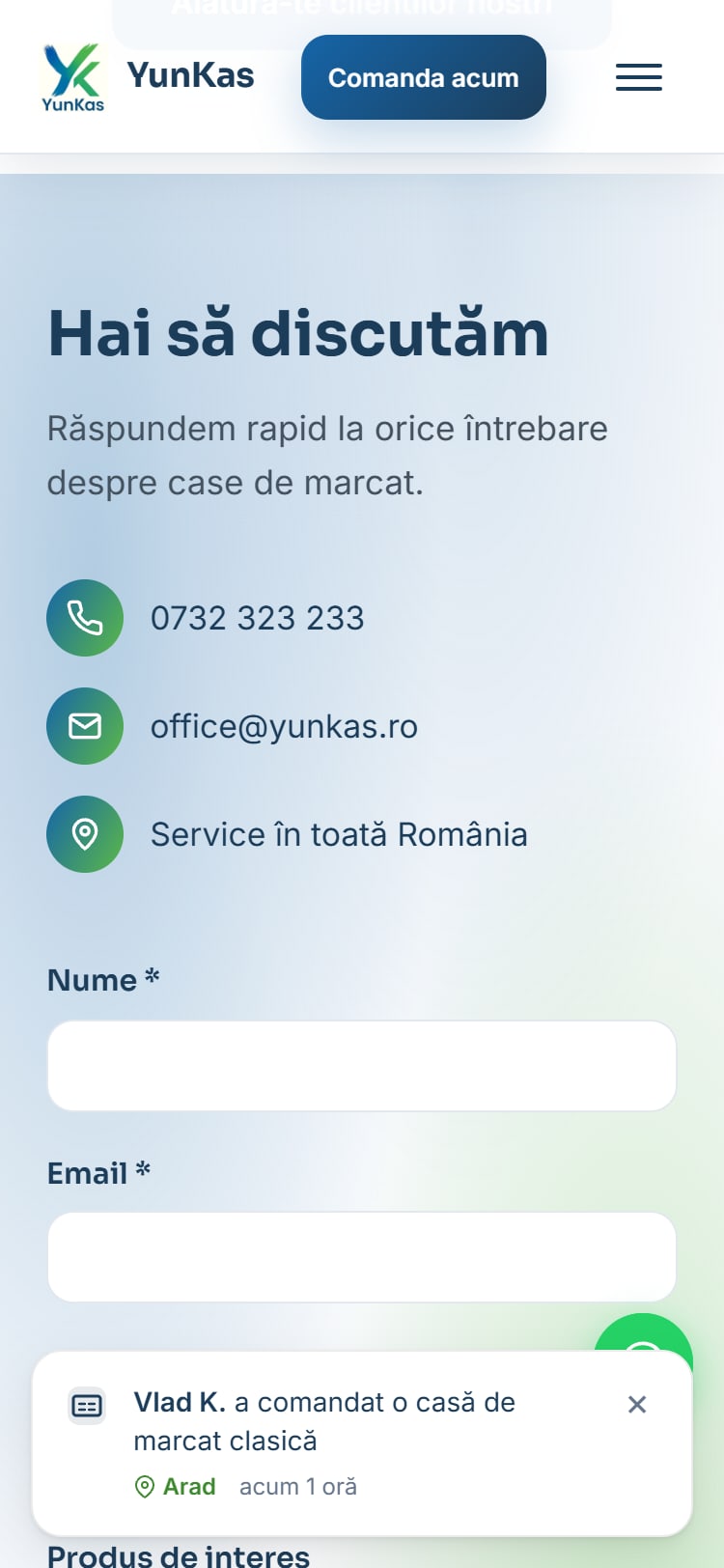 YunKas — case de marcat fiscale, prezentare & configurator 3D