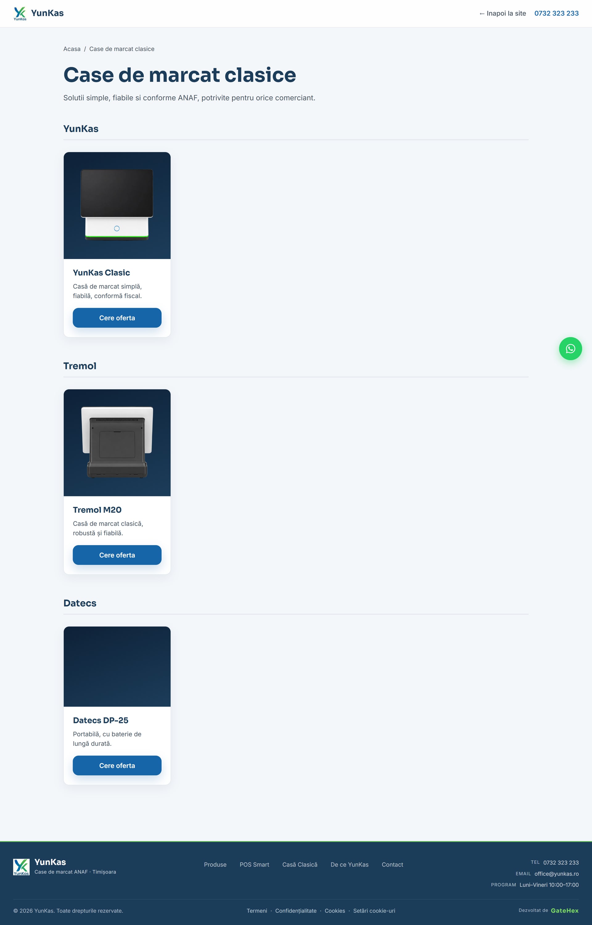 YunKas — case de marcat fiscale, prezentare & configurator 3D