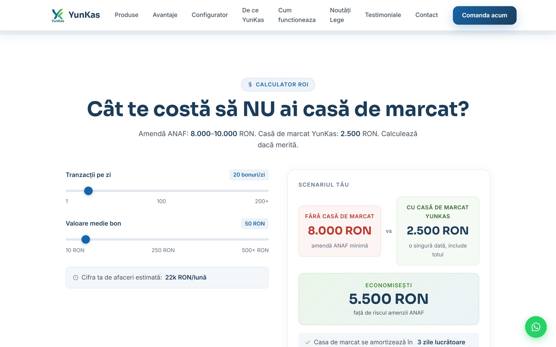 YunKas — case de marcat fiscale, prezentare & configurator 3D